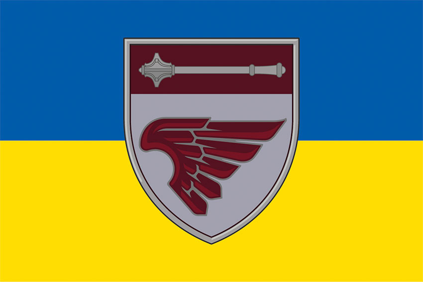 Прапор 135 окремого батальйону управління (135 ОБУ) ДШВ ЗСУ синьо-жовтий