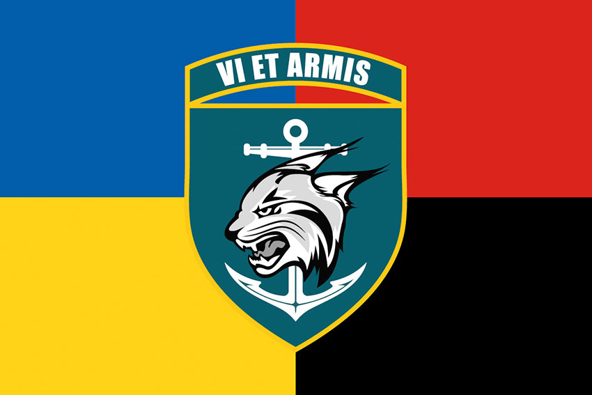 Прапор 137 ОБМП (окремого батальйона морської піхоти) ЗСУ жовто-синій червоно-чорний