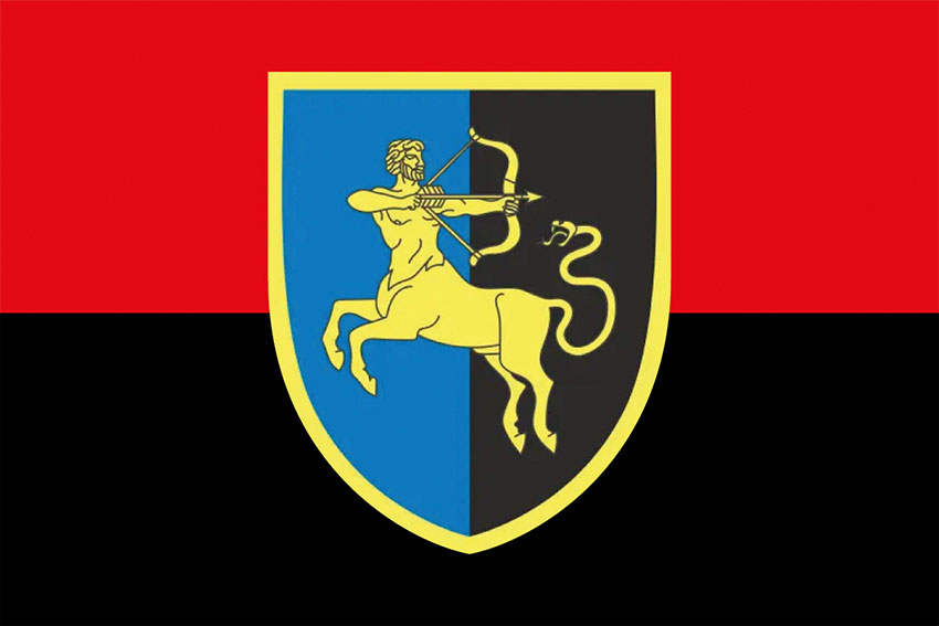 Прапор 141 окремої стрілецької бригади (141 ОСБр) СВ ЗСУ червоно-чорний