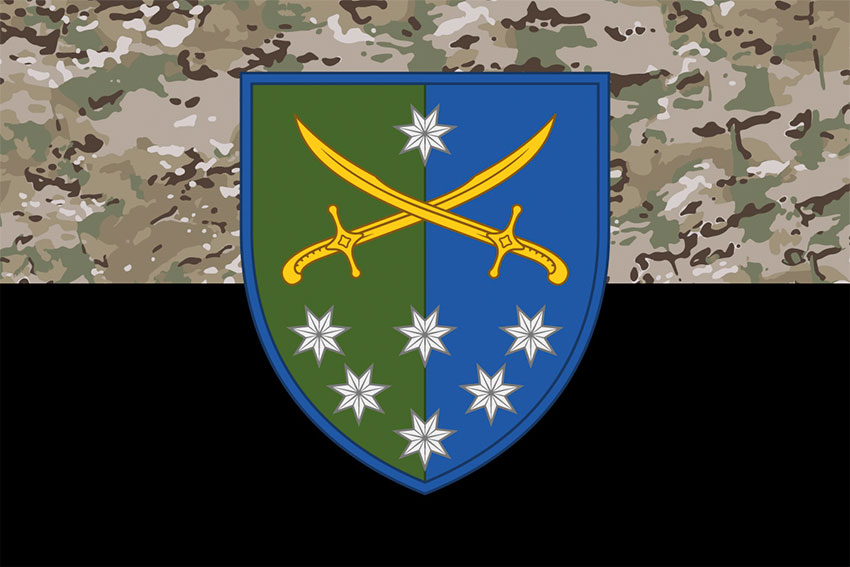 Прапор 142 окремої піхотної бригади (142 ОПБр) СВ ЗСУ камуфляж-чорний