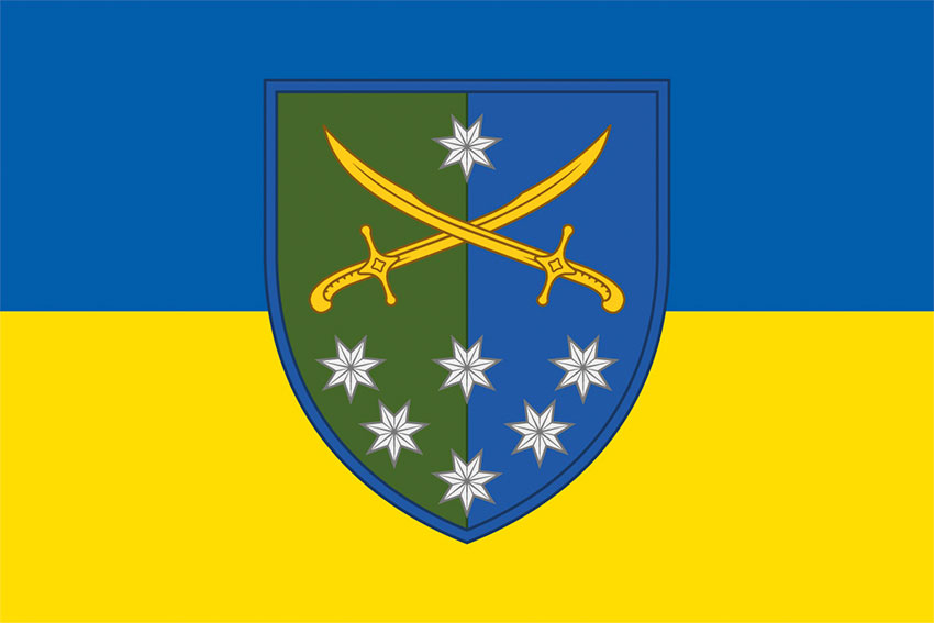 Прапор 142 окремої піхотної бригади (142 ОПБр) СВ ЗСУ синьо-жовтий