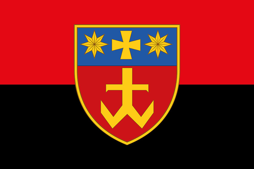 Прапор 143 бригади 464 ОПБ ЗСУ червоно-чорний