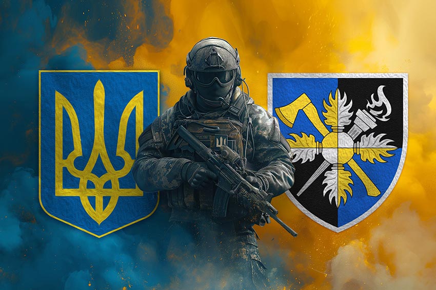 Прапор 143 об’єднаного навчально-тренувального центру (143 ОНТЦ) ЗСУ Воїн з гербом України та підрозділу