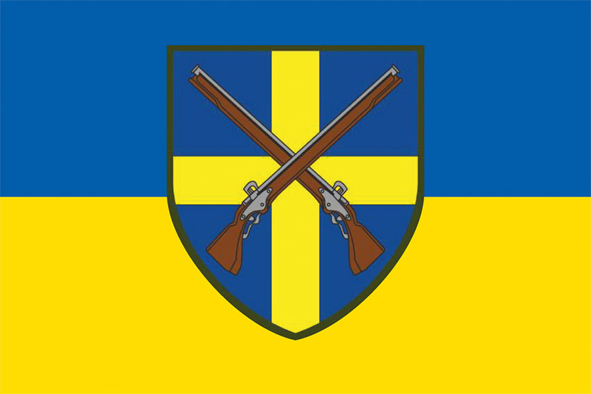 Прапор 144 окремої стрілецької бригади (144 ОСБр) СВ ЗСУ синьо-жовтий