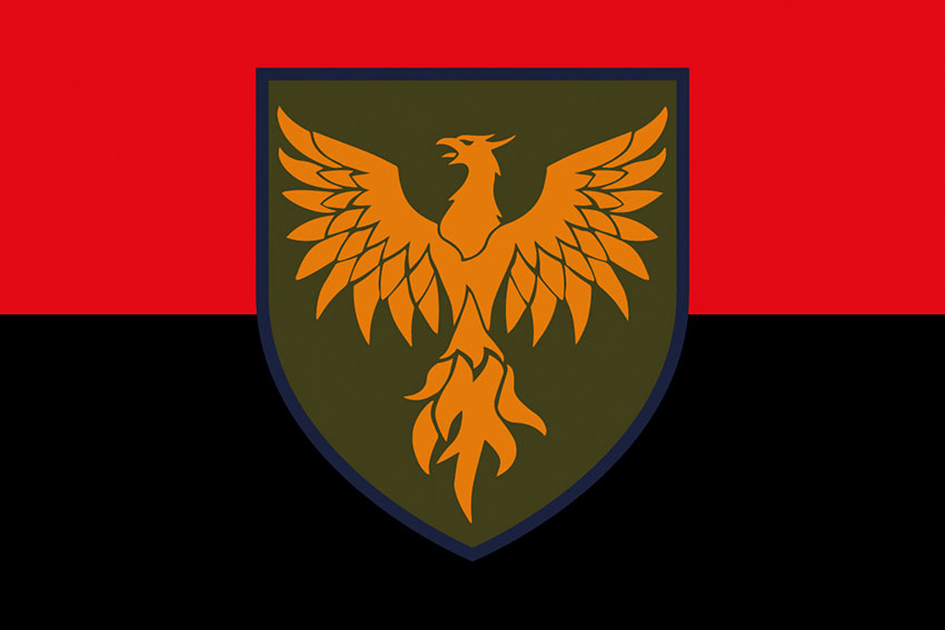 Прапор 146 окремого ремонтно-відновлювального полку (146 ОРВП) ЗСУ червоно-чорний