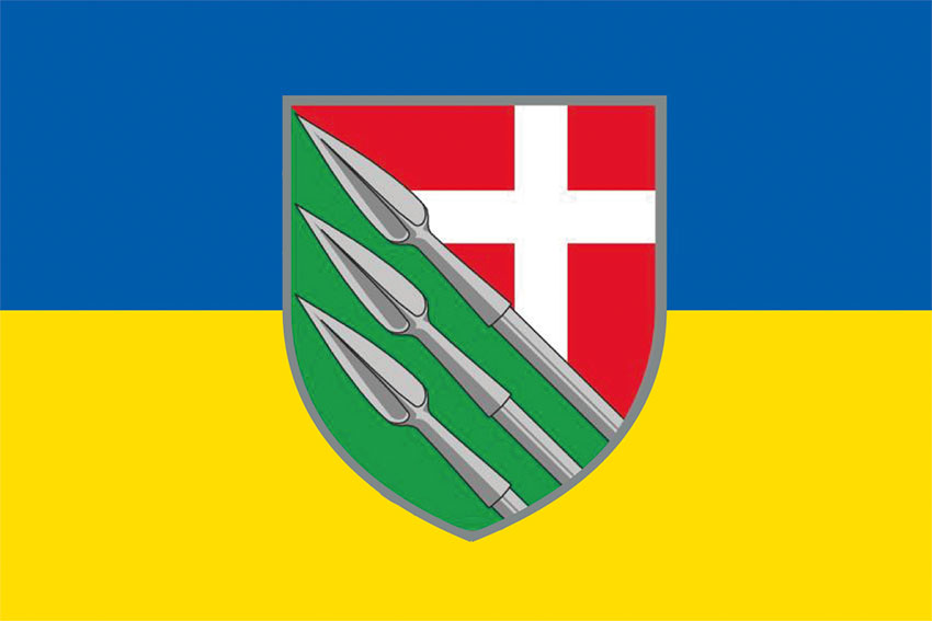 Прапор 150 окремої механізованої бригади (150 ОМБр) СВ ЗСУ синьо-жовтий