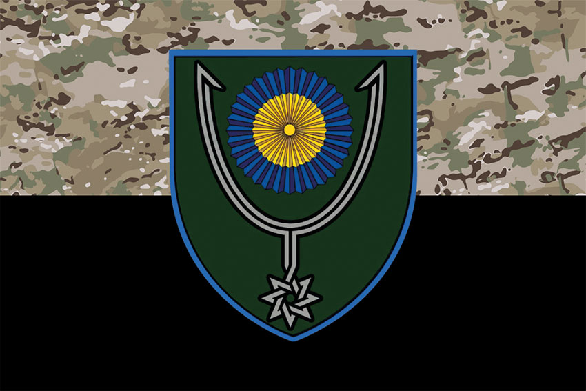 Прапор 152 окремої механізованої бригади (152 ОМБр) СВ ЗСУ камуфляж-чорний