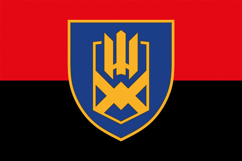 Прапор 153 окремої механізованої бригади (153 ОМБр) СВ ЗСУ червоно-чорний