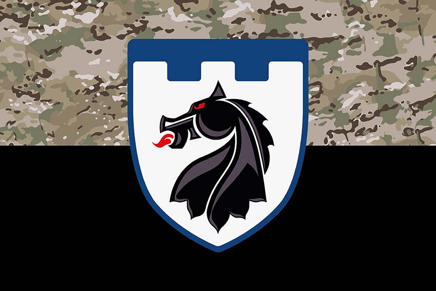 Прапор 155 окремого батальйону територіальної оборони (155 ОБТрО) 117 ОБрТрО ЗСУ камуфляж-чорний