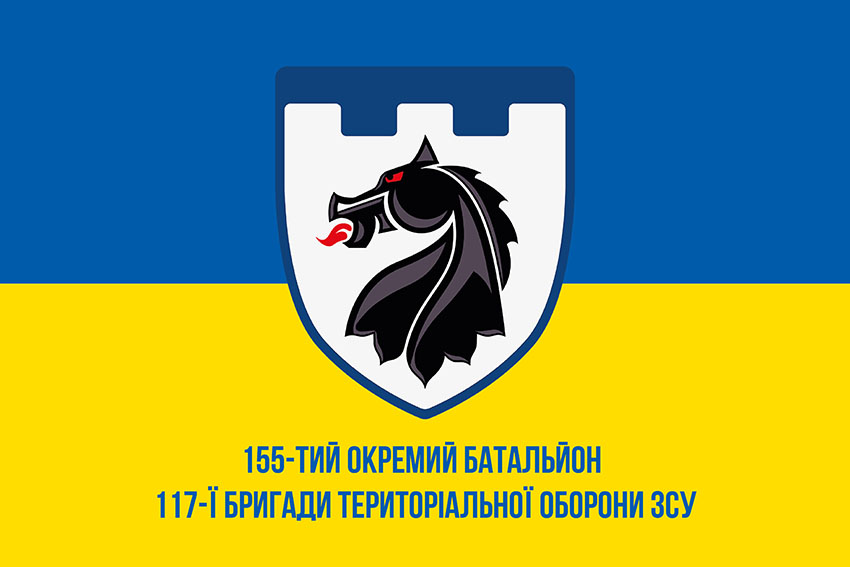 Прапор 155 окремого батальйону територіальної оборони (155 ОБТрО) 117 ОБрТрО ЗСУ синьо-жовтий