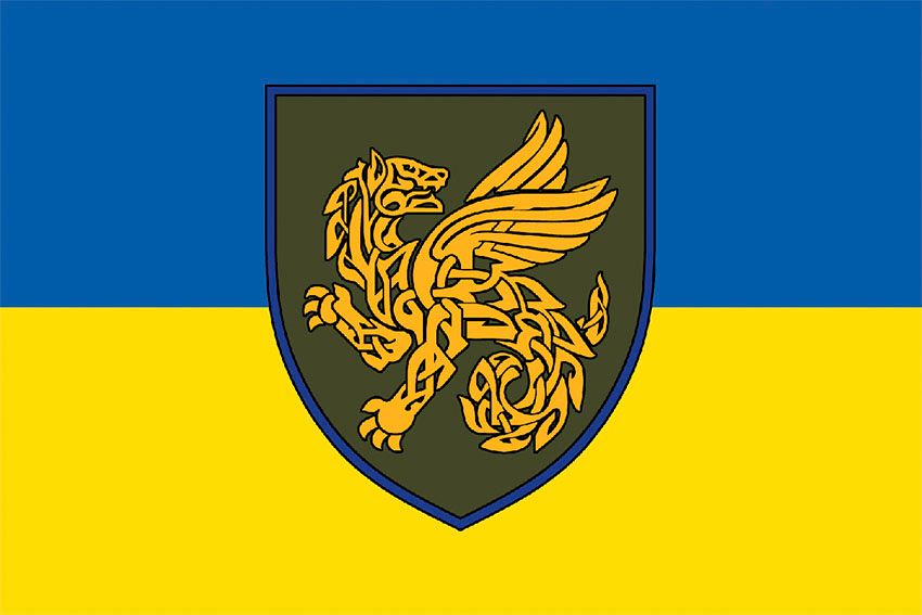 Прапор 158 окремої механізованої бригади (158 ОМБр) СВ ЗСУ синьо жовтий