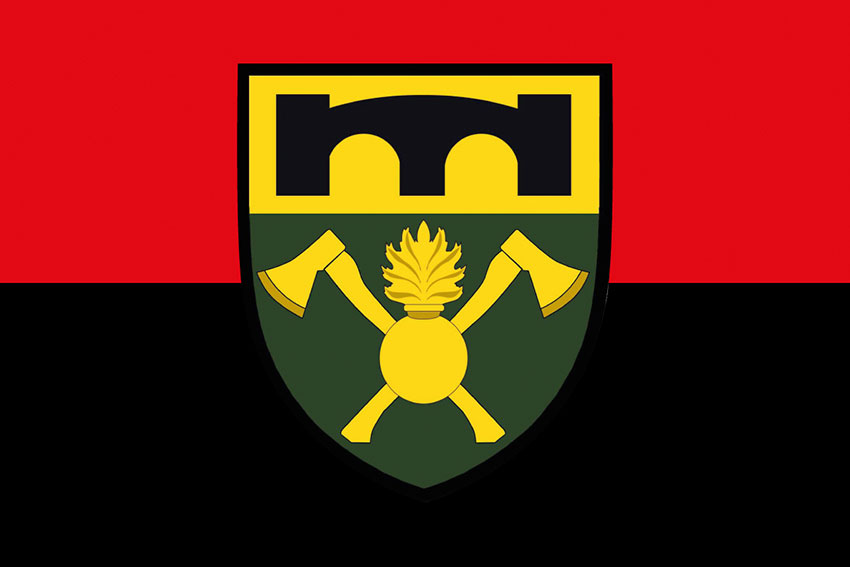 Прапор 16 окремого полку підтримки (16 ОПП) ЗСУ червоно-чорний