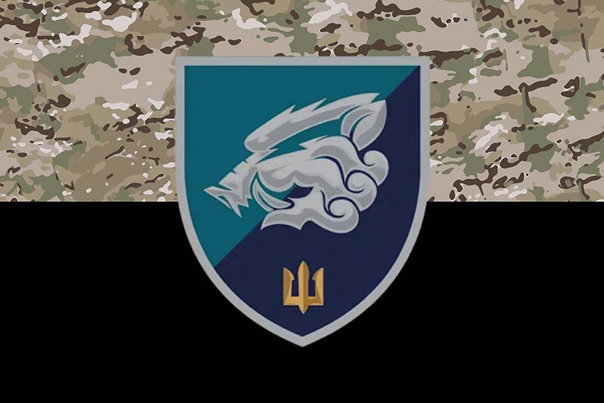 Прапор 18 окремого батальйона морської піхоти (18 ОБМП) ЗСУ камуфляж-чорний