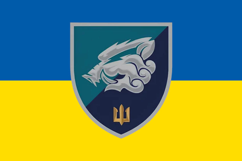 Прапор 18 окремого батальйона морської піхоти (18 ОБМП) ЗСУ синьо-жовтий