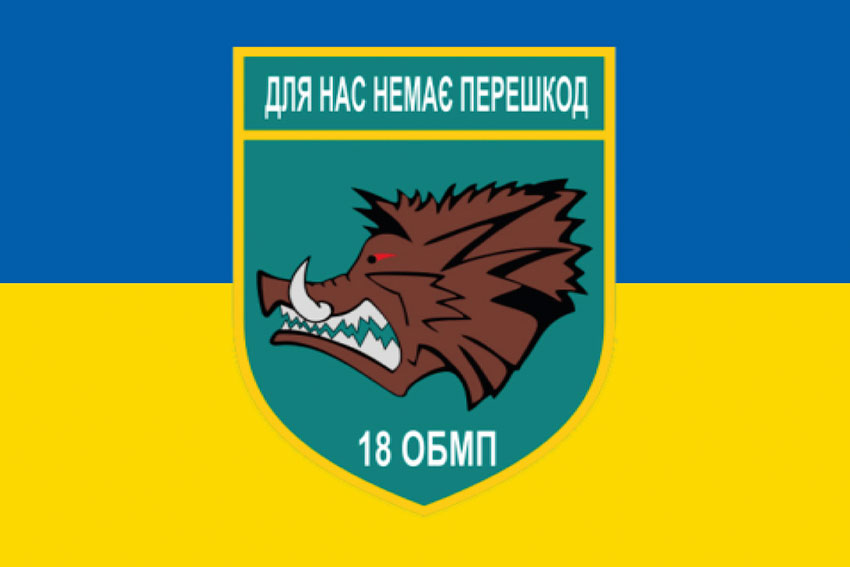 Прапор 18 ОБМП (окремого батальйона морської піхоти) ЗСУ синьо-жовтий