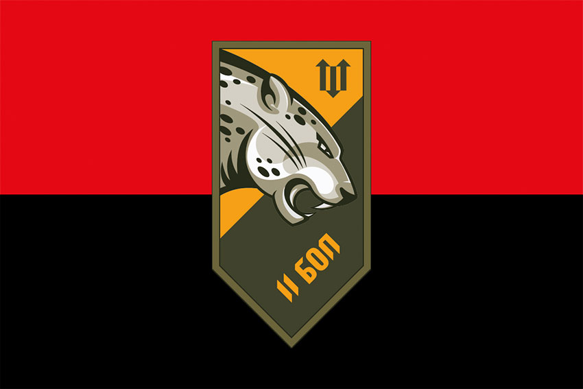 Прапор 2 батальйона оперативного призначення (2 БОП) «Гвардії наступу» НГУ червоно-чорний