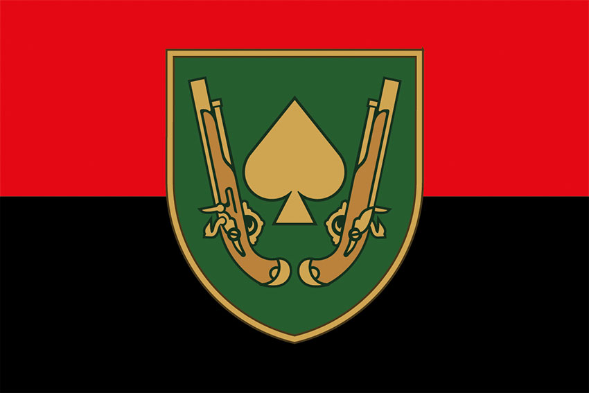 Прапор 21 окремої механізованої бригади (21 ОМБр) ЗСУ червоно-чорний