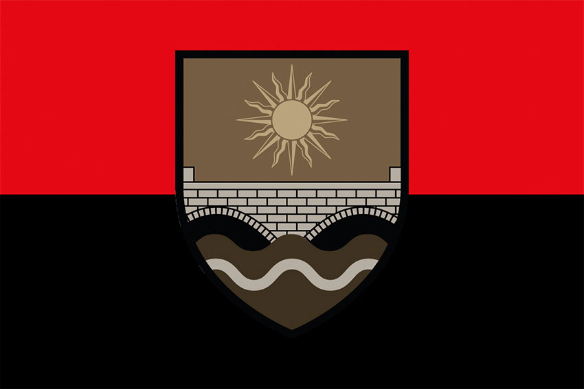 Прапор 211 понтонно-мостової бригади (211 ПоМБр) ЗСУ червоно-чорний