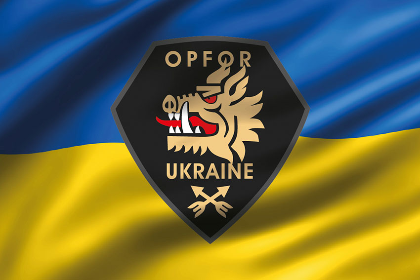 Прапор 214 Окремого спеціального батальйона «OPFOR» ЗСУ 3D синьо-жовтий