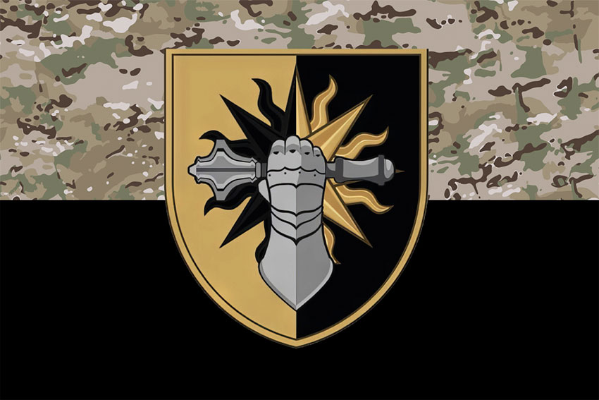 Прапор Танкового батальйону 22 ОМБр ЗСУ камуфляж-чорний