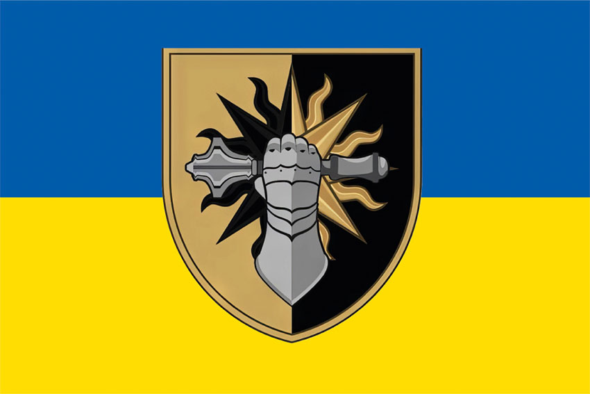 Прапор Танкового батальйону 22 ОМБр ЗСУ синьо-жовтий