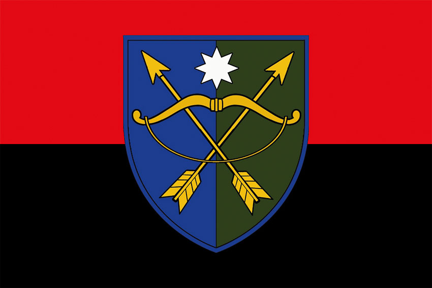 Прапор 23 ОМБр (окрема механізована бригада) ЗСУ червоно-чорний