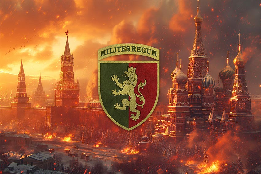 Прапор 24 окремої механізованої бригади (24 ОМБр) імені короля Данила ЗСУ кремль палає