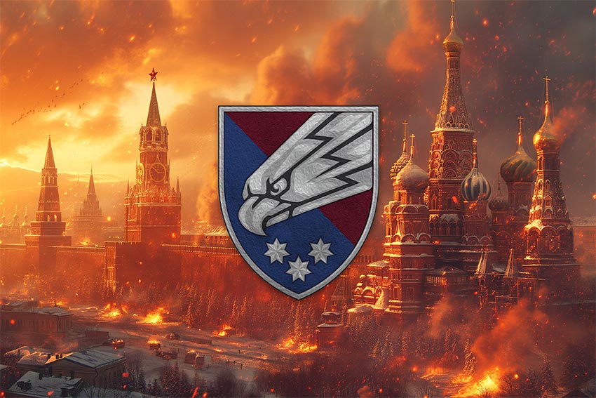 Прапор 25 окремої повітряно-десантної бригади (25 ОПДБр) Січеславської ДШВ ЗСУ кремль палає