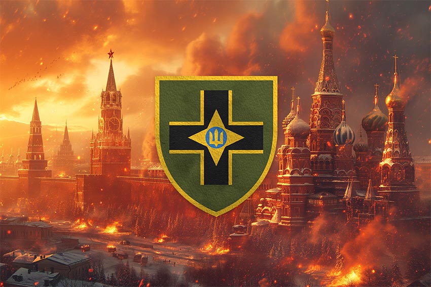 Прапор 28 ОМБр імені Лицарів Зимового Походу ЗСУ кремль палає