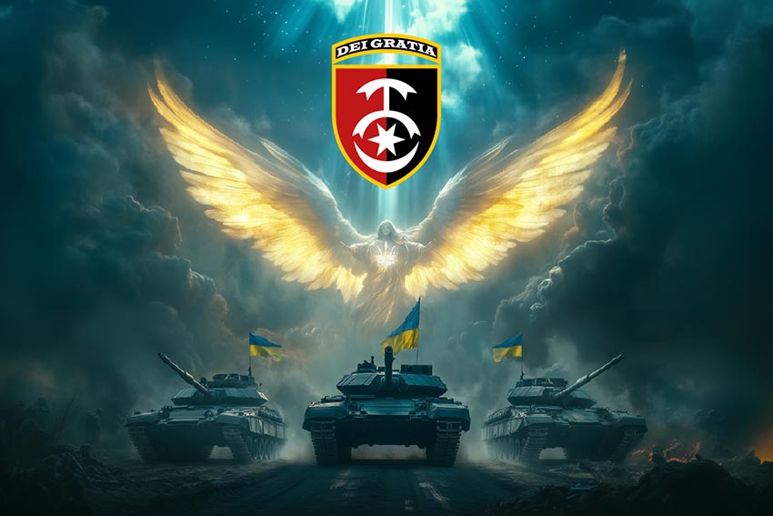 Прапор 30 ОМБр імені князя Костянтина Острозького Янгол ЗСУ синій