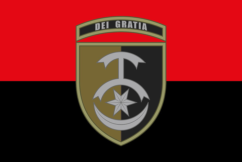 Прапор 30 ОМБр імені князя Костянтина Острозького ЗСУ червоно-чорний