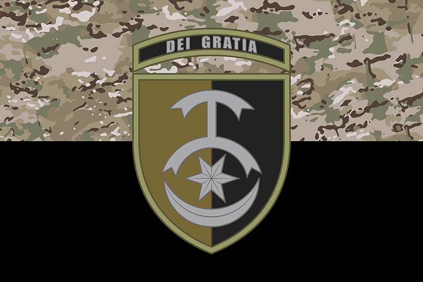 Прапор 30 ОМБр імені князя Костянтина Острозького ЗСУ камуфляж-чорний