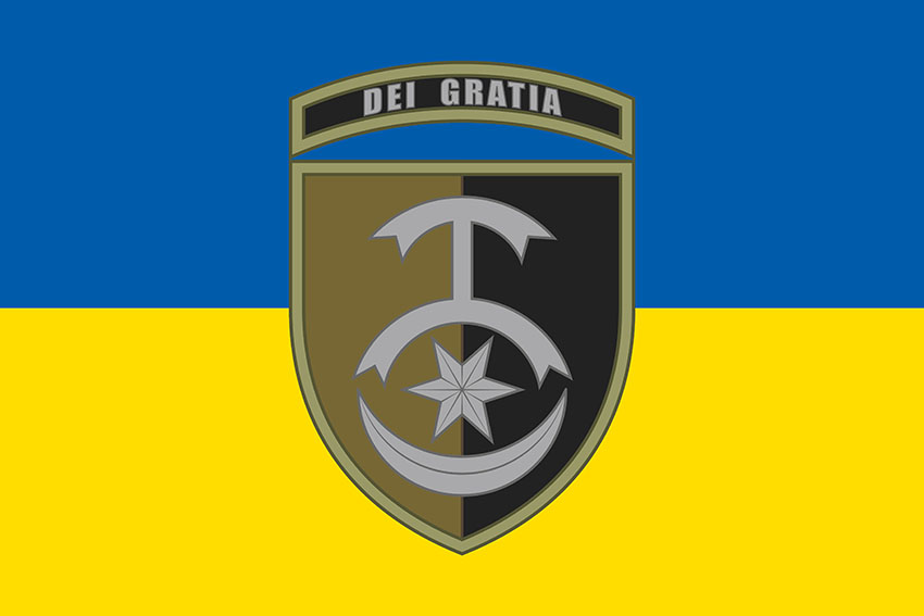 Прапор 30 ОМБр імені князя Костянтина Острозького ЗСУ синьо-жовтий