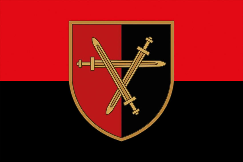 Прапор 32 окремої механізованої бригади (32 ОМБр) ЗСУ червоно-чорний