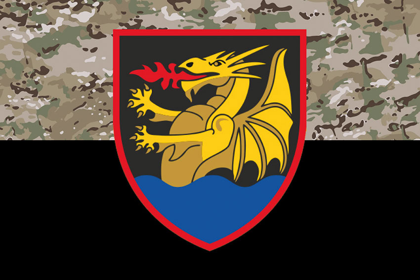 Прапор 32 реактивного артилерійського полку (32 РеАП) ВМС ЗСУ камуфляж-чорний