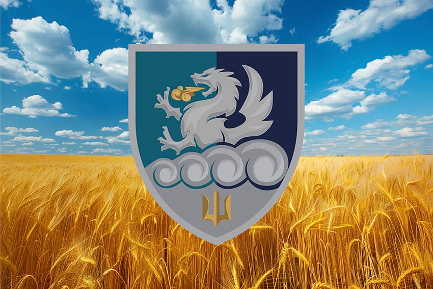 Прапор 32 реактивного артилерійського полку (32 РеАП) ВМС ЗСУ пшеничне поле