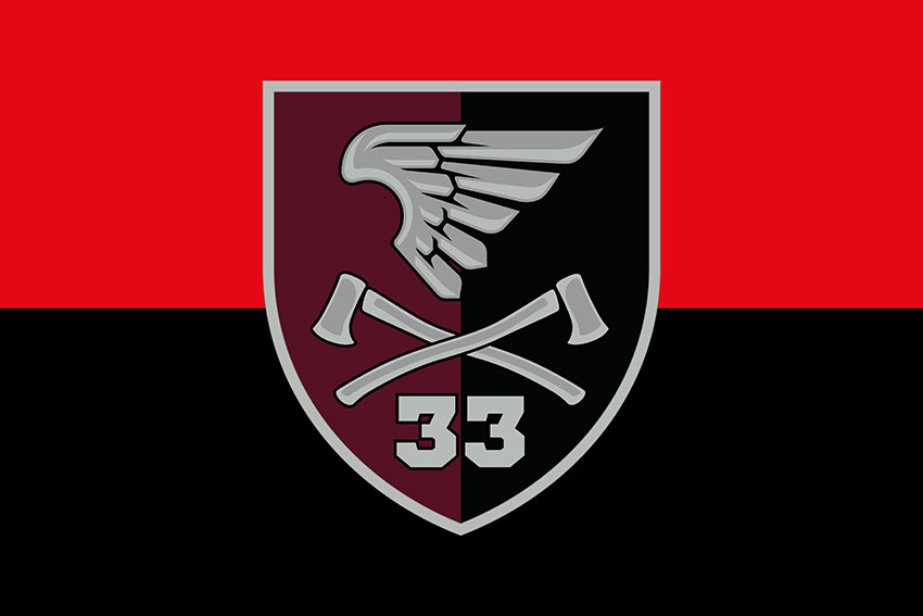 Прапор 33 окремого інженерного батальйону (33 ОІБ) ДШВ ЗСУ червоно-чорний