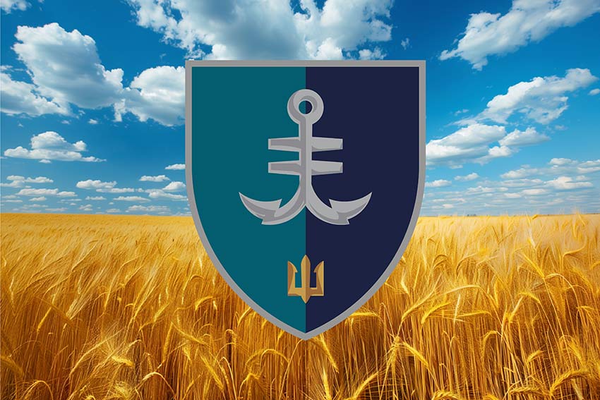 Прапор 35 окремої бригади морської піхоти (35 ОБрМП) імені Михайла Остроградського ВМС ЗСУ пшеничне поле