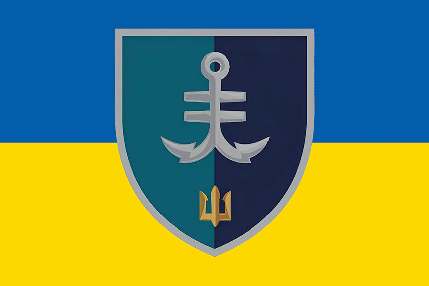 Прапор 35 ОБрМП імені Михайла Остроградського ВМС ЗСУ синьо-жовтий