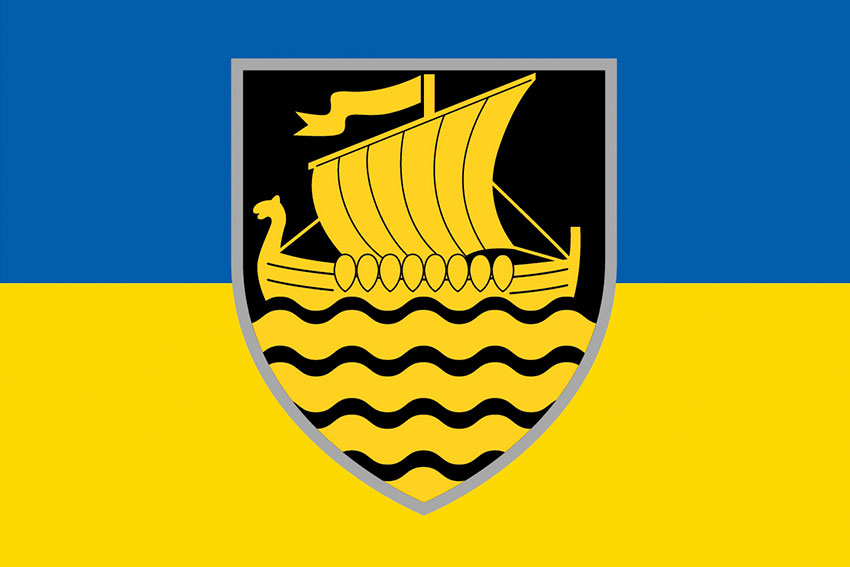 Прапор 36 окремої бригади морської піхоти (36 ОБрМП) імені Михайла Білинського синьо-жовтий