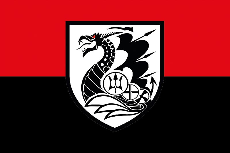 Прапор 36 ОБрМП (окремої бригади морської піхоти) імені Михайла Білинського червоно-чорний