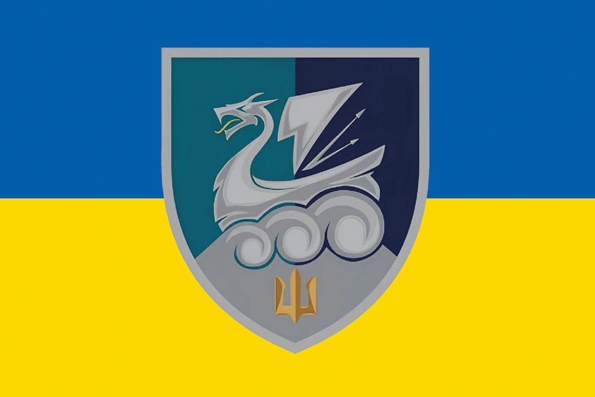 Прапор 36 окремої бригади морської піхоти (36 ОБрМП) імені Михайла Білинського ВМС ЗСУ синьо-жовтий