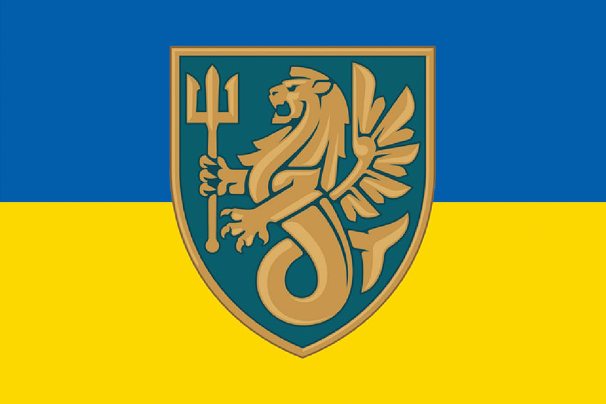 Прапор 37 окремої бригади морської піхоти (37 ОБрМП) ЗСУ синьо-жовтий