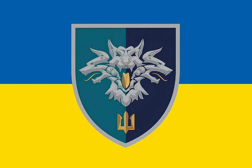 Прапор 38 окремої бригади морської піхоти (38 ОБрМП) ВМС України синьо-жовтий