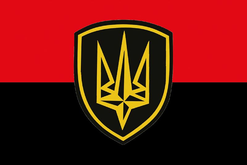 Прапор 4 БрОП (бригади оперативного призначення) НГУ імені Сергія Михальчука червоно-чорний