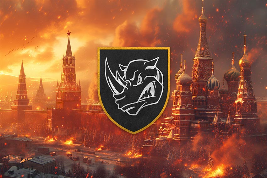 Прапор 4 окремої танкової бригади (4 ОТБр) імені Івана Виговського ЗСУ кремль палає