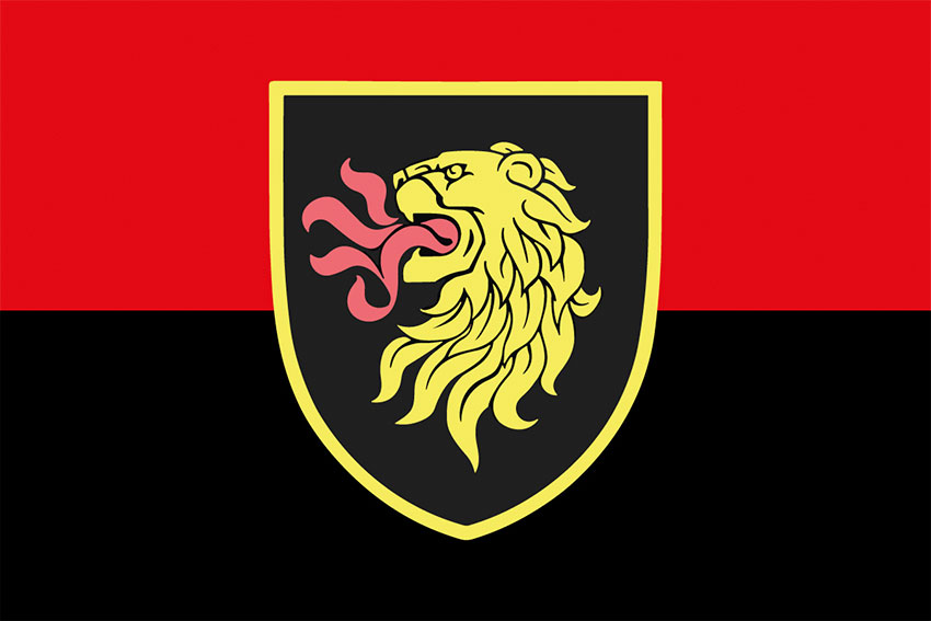 Прапор 4 окремої танкової бригади (4 ОТБр) імені Івана Виговського ЗСУ червоно-чорний