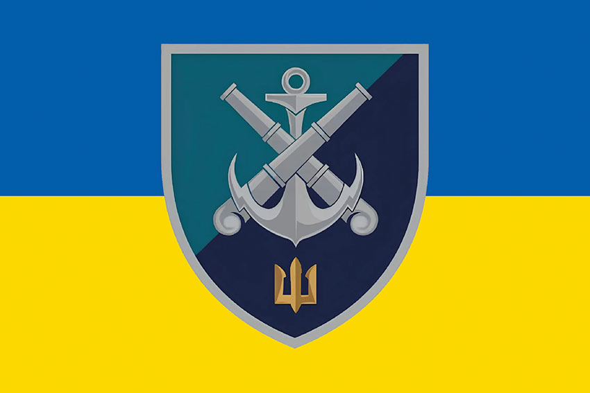 Прапор 406 окремої артилерійської бригади (406 ОАБр) імені Олексія Алмазова синьо-жовтий