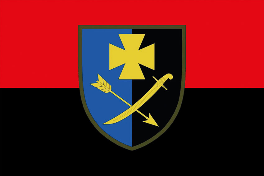 Прапор 44 окремої механізованої бригади (44 ОМБр) ЗСУ червоно-чорний