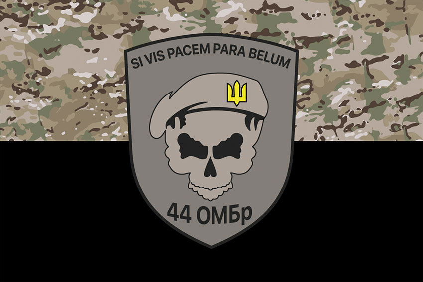 Прапор 44 окремої механізованої бригади (44 ОМБр) ЗСУ камуфляж-чорний